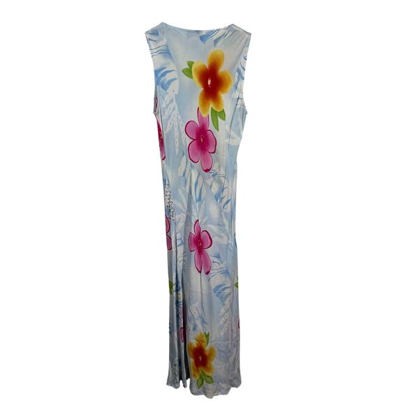 Key Lime Pie Dress Women S Blue Floral Fish Tank Midi Y2K Sequin Tropical Spring - Picture 2 of 8